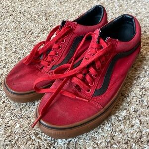 Vans Old Skool Red Gum Bottoms Mens Size 8 Womens Size 9.5